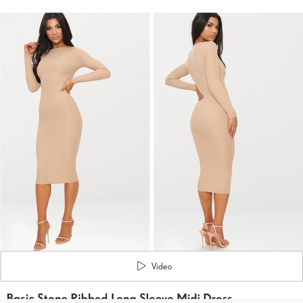 PLT Brand New Basic Stone color Ribbed MIDI dress